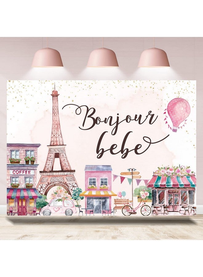 Paris Eiffel Tower Backdrop French City View Street Flowers Store Dreamlike Photography Background Bonjour Bebe Baby Shower Banner Party Portrait Decorations Youtube Photo Booth Props 7X5Ft