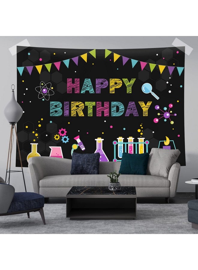 Chemical Science Birthday Theme Backdrop Children Mad Science Fun Scientist Happy Birthday Photography Background Boys Girls Physical Chemical Experiments Party Banner Decorations 7X5Ft