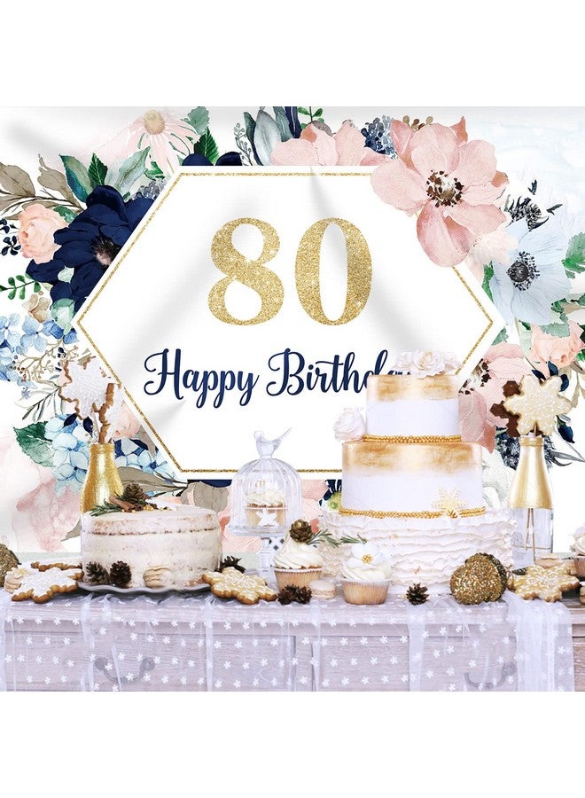 Happy 80Th Birthday Backdrop For Party Flowers Leaves 80 Birthday Backdrops Floral Birthday Party Decorations Woman Birthday Party Banner Photography Background Photo Booth Props 7X5Ft