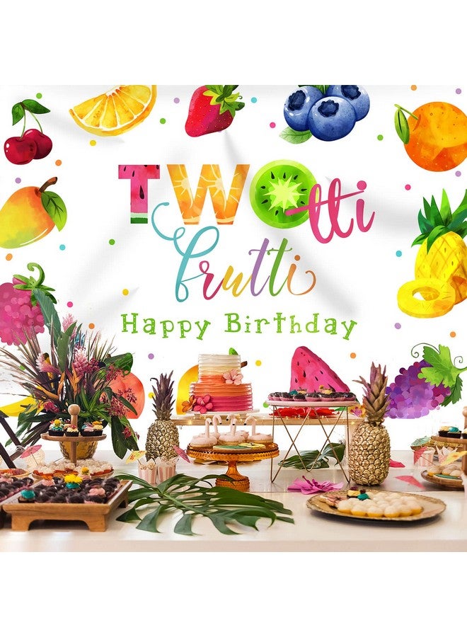 Twotti Frutti Party Backdrop For Photography Tutti Fruity Summer Theme Party Background Fruit 2Nd Birthday Decorations Cake Table Banner Supplies Kids Photo Booth Studio Props 7X5Ft