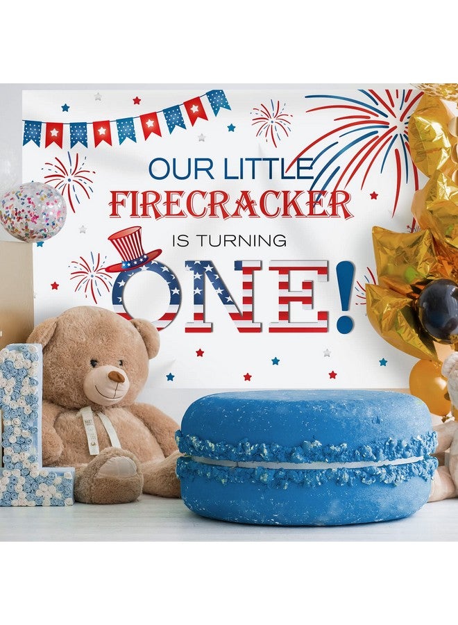 1St Birthday Party Backdrop 4Th Of July Independence Day Kids National Photography Background First Birthday Little Firecracker Is Turning One Fireworks Banner Decor Photo Booth Props 7X5Ft