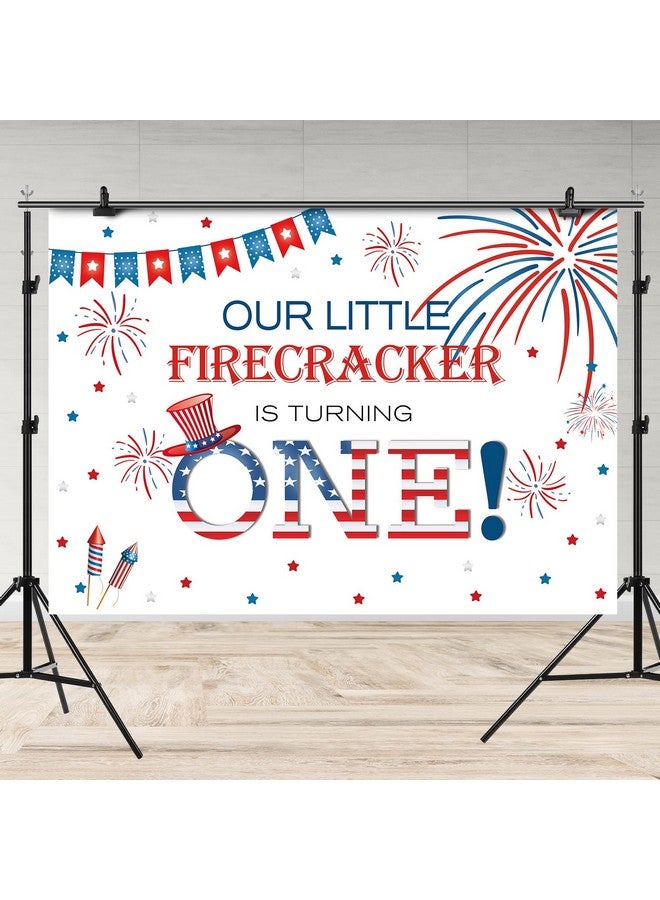 1St Birthday Party Backdrop 4Th Of July Independence Day Kids National Photography Background First Birthday Little Firecracker Is Turning One Fireworks Banner Decor Photo Booth Props 7X5Ft