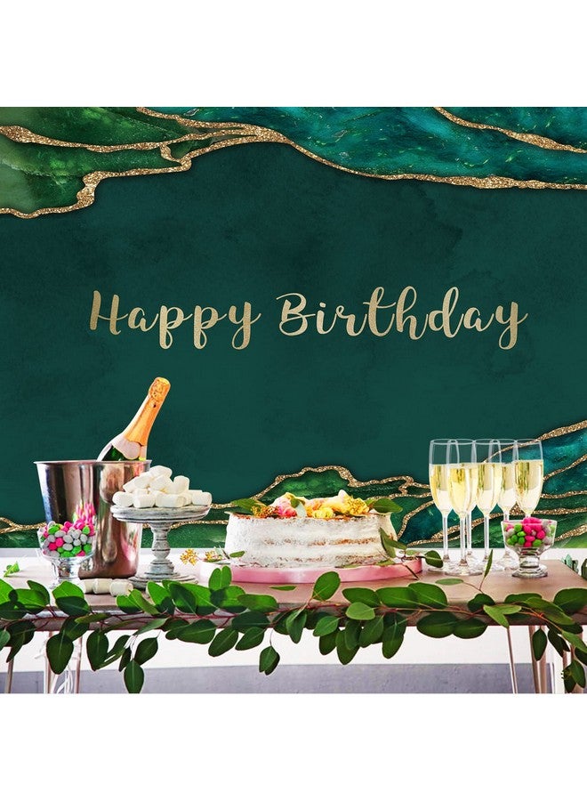 Happy Birthday Backdrop Emerald Green And Gold Glitter Photography Background Birthday Party Banner For Women Man Cake Table Decor Favors Portrait Photo Studio Photobooth Props Supplies 7X5Ft