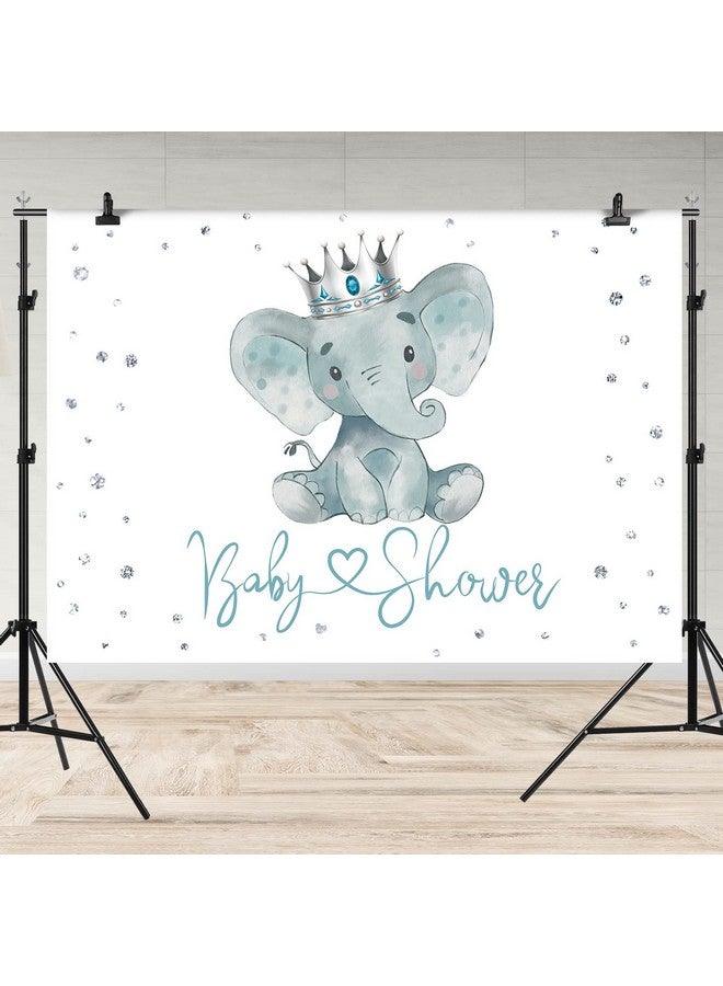 Elephant Baby Shower Backdrop Fresh Prince Silver Babyshower Photography Background For Boy Kids Babyshower Party Banner Decorations Supplies Birthday Party Photo Booth Props 7X5Ft Soft Fabric