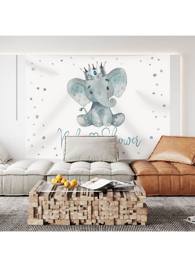 Elephant Baby Shower Backdrop Fresh Prince Silver Babyshower Photography Background For Boy Kids Babyshower Party Banner Decorations Supplies Birthday Party Photo Booth Props 7X5Ft Soft Fabric