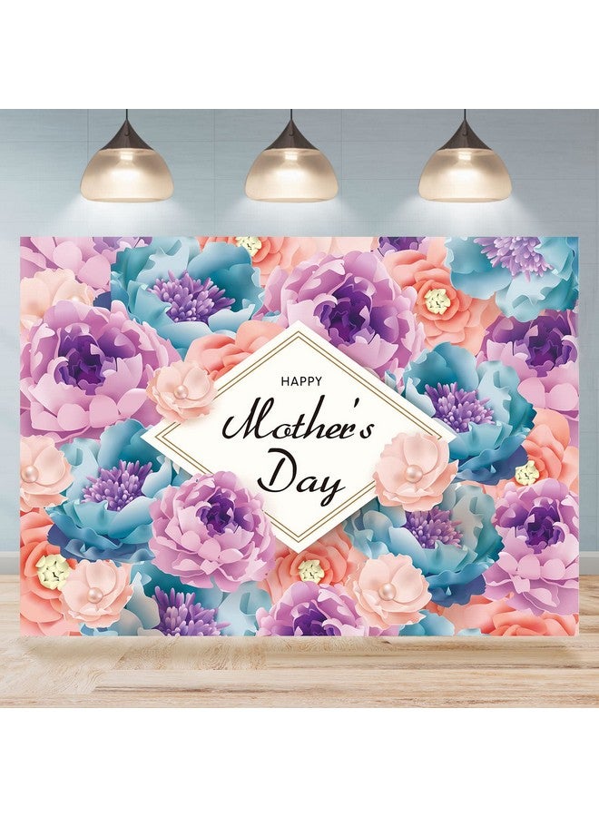 Happy Mother'S Day Backdrop Flowers Photography Background Pink Purple Floral Love You Mom Women Queen'S Day Party Cake Table Banner Decorations Supplies Favors Photo Booth Props 7X5Ft