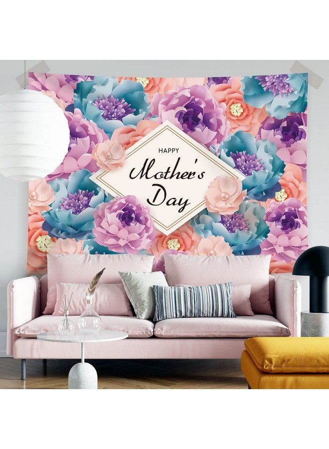 Happy Mother'S Day Backdrop Flowers Photography Background Pink Purple Floral Love You Mom Women Queen'S Day Party Cake Table Banner Decorations Supplies Favors Photo Booth Props 7X5Ft