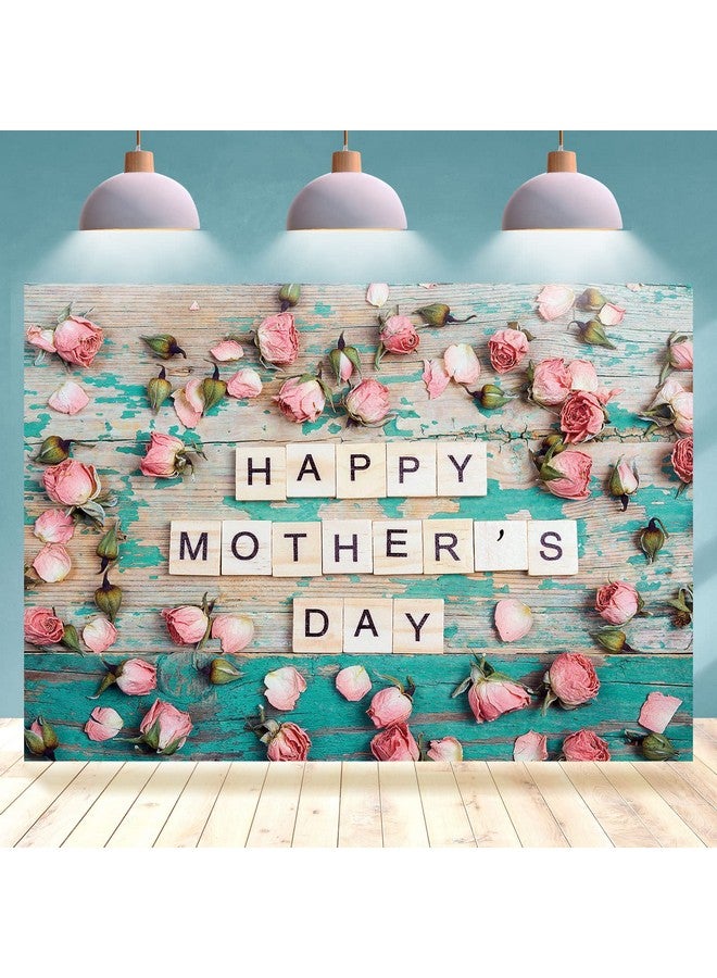 Happy Mother'S Day Backdrop Flowers Wooden Pink Floral Photography Background For Mom Festival Party Banner Decorations Supplies Photo Shoot Party Banner Wallpaper Studio Props 7X5Ft