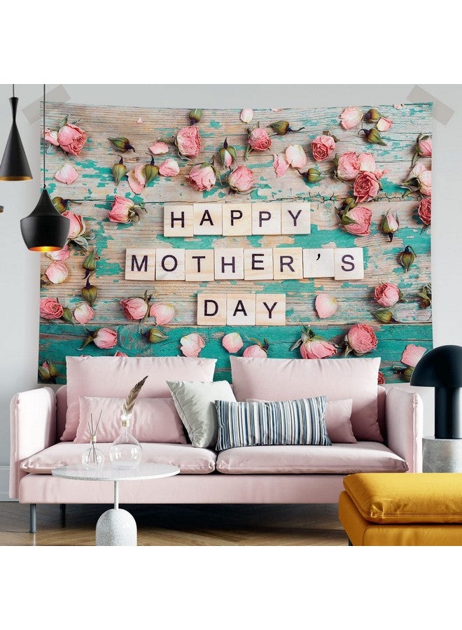 Happy Mother'S Day Backdrop Flowers Wooden Pink Floral Photography Background For Mom Festival Party Banner Decorations Supplies Photo Shoot Party Banner Wallpaper Studio Props 7X5Ft