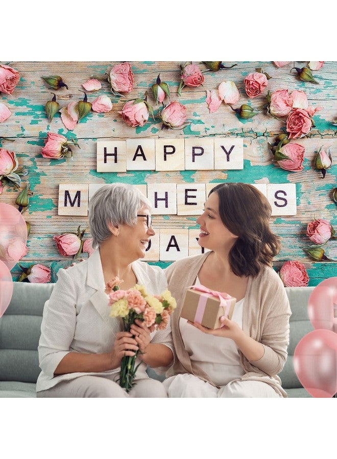 Happy Mother'S Day Backdrop Flowers Wooden Pink Floral Photography Background For Mom Festival Party Banner Decorations Supplies Photo Shoot Party Banner Wallpaper Studio Props 7X5Ft