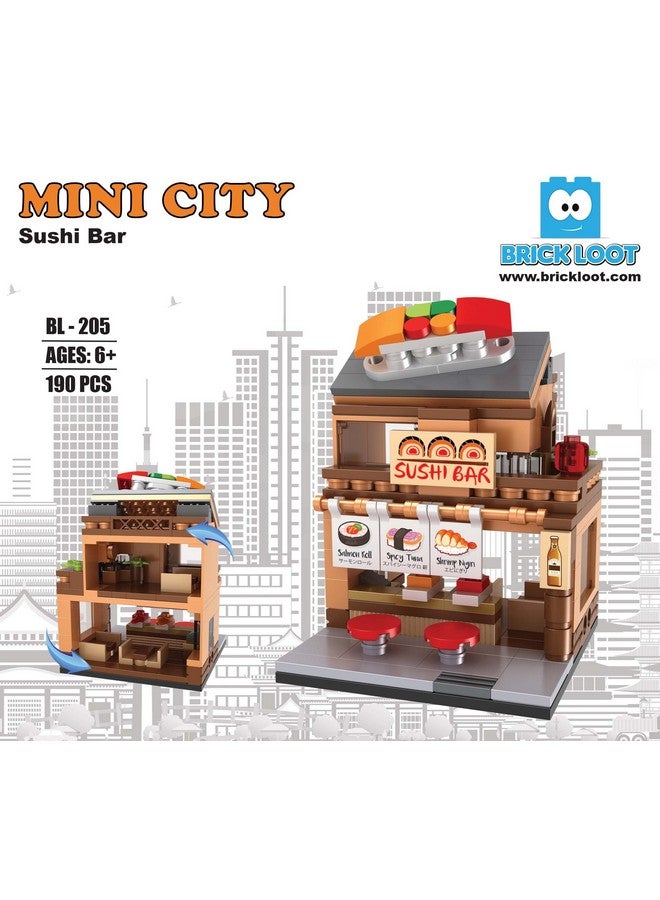 Exclusive Mini City Sushi Cart Bar Custom Designed Model Compatible With Lego And Other Major Toy Building Block Brick Brands 190Pcs …