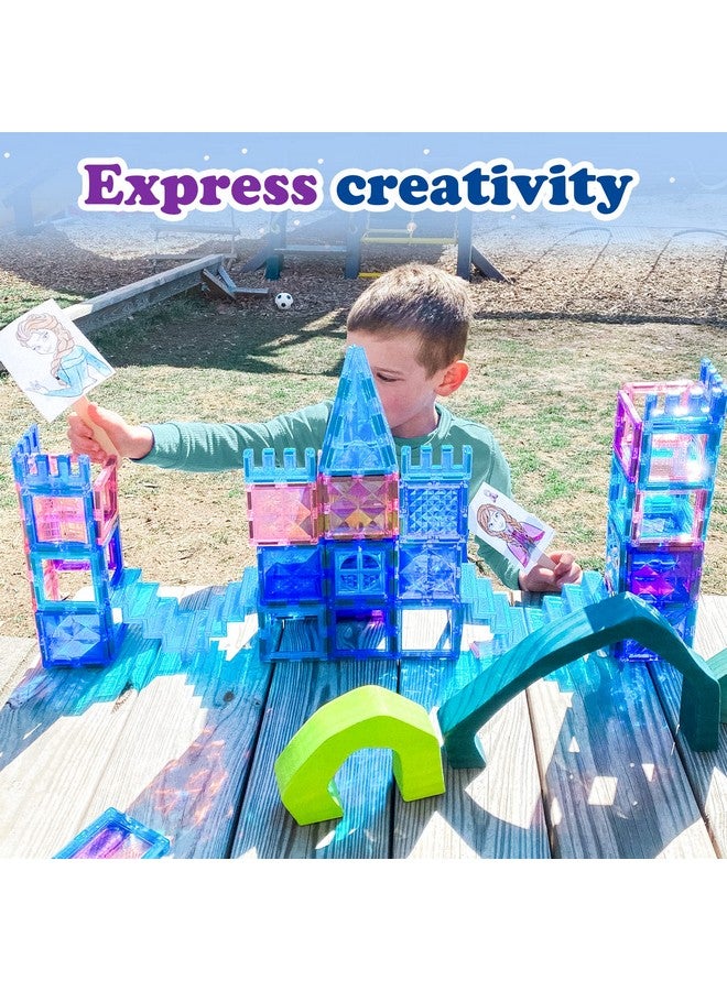 Frozen Toys For Girls Magnetic Tiles 102Pcs With Dolls Princess Castle Building Toys Girls Toys Age 45 68 Magnetic Blocks Birthday Gifts & Toys For 3 4 5 6 7 8+ Year Old Xmas Gifts For Kids