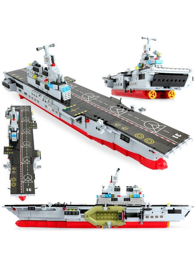 1161 Pieces Aircraft Carrier Building Blocks Set 13 In 1 Military Battleship Model Building Toy Kit With Armored Tank Fighter Patrol Boat & Cannon Roleplay Stem Construction Toys Gift For Kids 6+