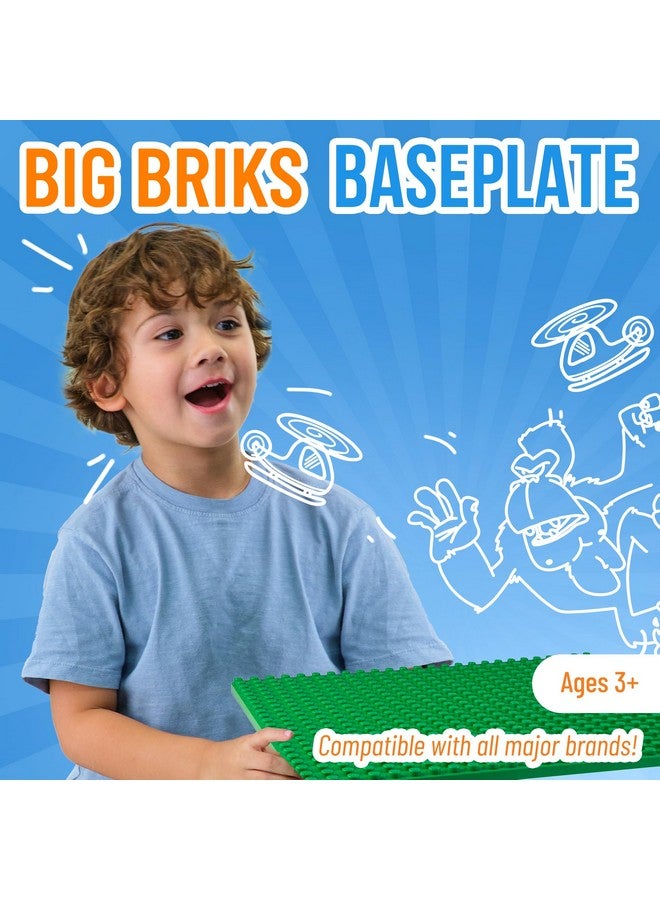 Classic Big Briks Stackable Baseplates Large Pegs For Ages 3 And Up 100% Compatible With All Major Brands Green 1 Piece 13.75