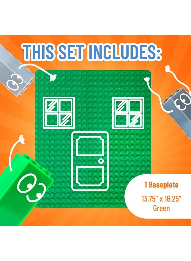 Classic Big Briks Stackable Baseplates Large Pegs For Ages 3 And Up 100% Compatible With All Major Brands Green 1 Piece 13.75