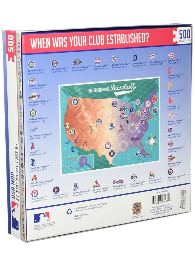 11588: Mlb League Map 500Pc Puzzle