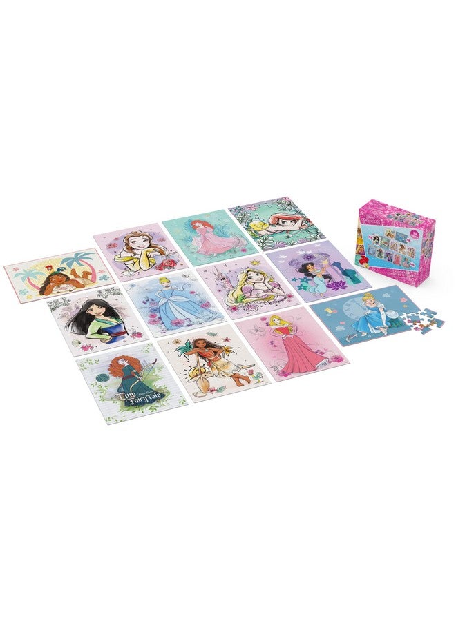 Disney Princess 12Puzzle Pack 48Piece 63Piece 100Piece Jigsaw Puzzles For Kids Ariel Moana Cinderella Jasmine For Preschoolers Ages 4 And Up