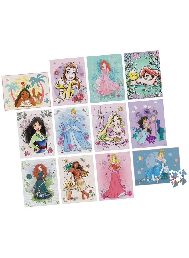 Disney Princess 12Puzzle Pack 48Piece 63Piece 100Piece Jigsaw Puzzles For Kids Ariel Moana Cinderella Jasmine For Preschoolers Ages 4 And Up