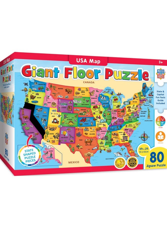 Floor Puzzle Jumbo Size 80 Piece Jigsaw Puzzle For Kids Usa Map Shaped Puzzle 3Ftx2Ft