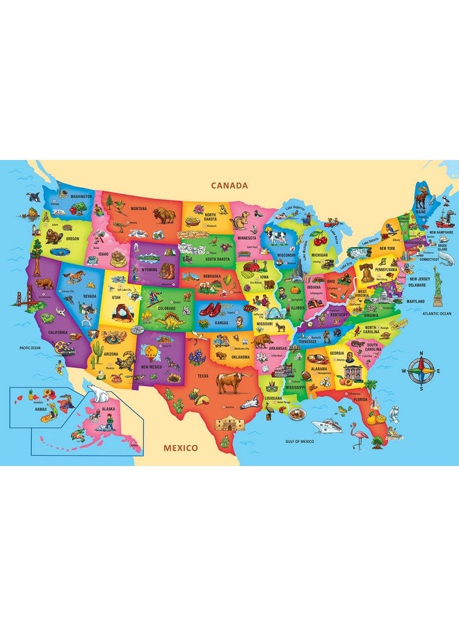 Floor Puzzle Jumbo Size 80 Piece Jigsaw Puzzle For Kids Usa Map Shaped Puzzle 3Ftx2Ft