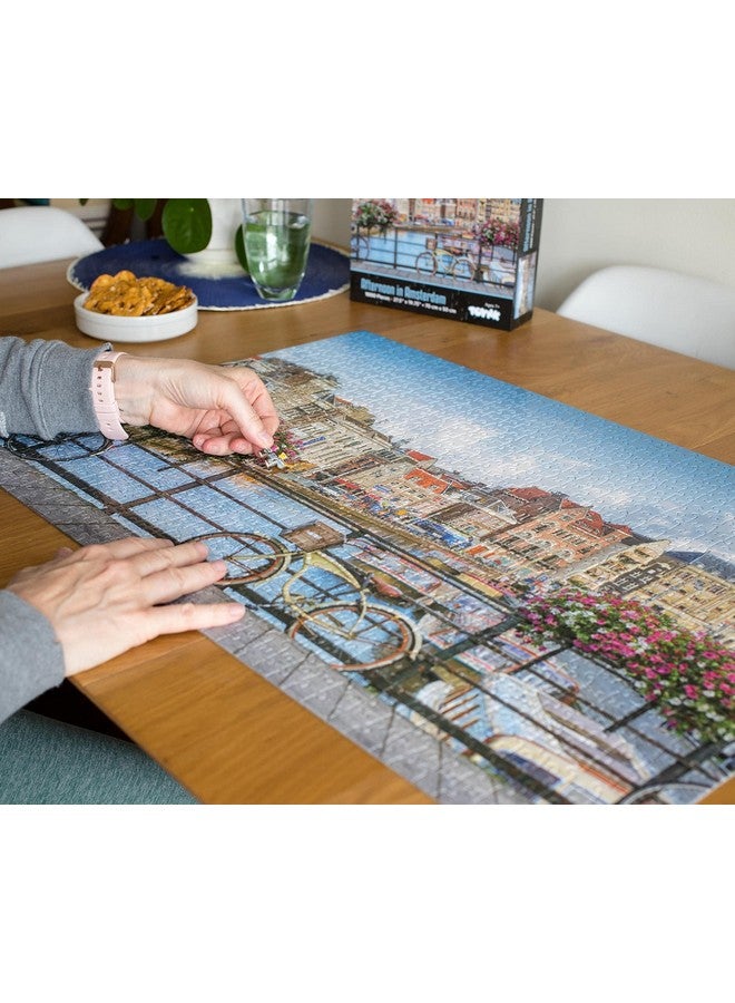 Afternoon In Amsterdam City 1000 Piece Jigsaw Puzzle World Travel Puzzles For Adults And Kids ; Interactive Brain Teaser Educational Toys & Games Quarantine Gifts ; 28 X 20 Inches