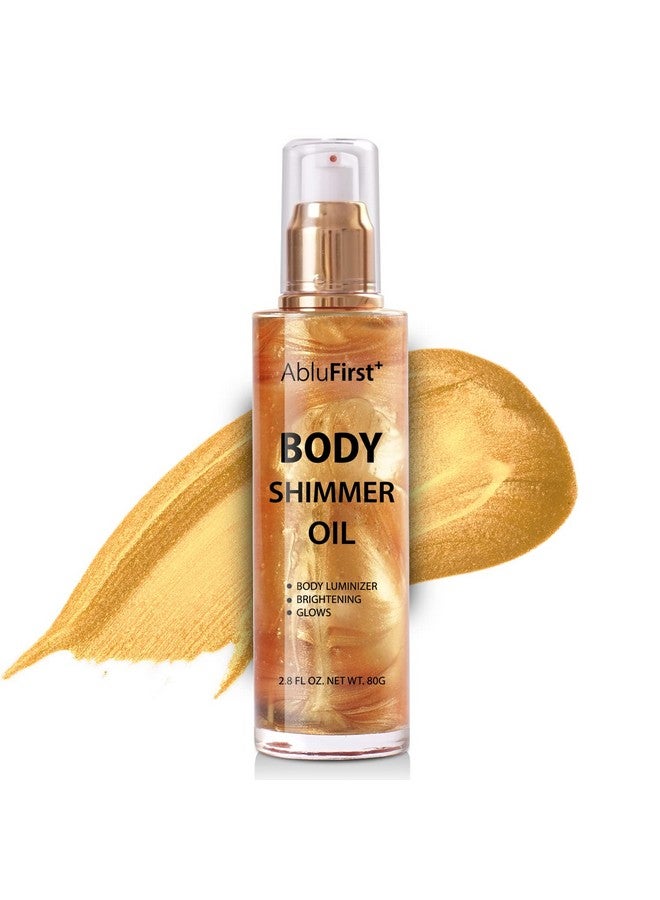 Shimmer Body Oil 4 Colors Summer Body Glitter Moisturizing Light Shimmer Glow Nonsticky Summer Body Luminizer And Illuminator Smooth (2.8 Fl Oz (Pack Of 1), Gold)