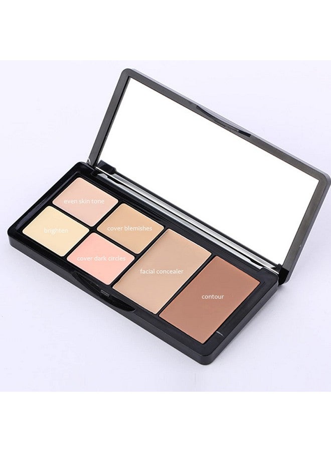 Concealer Contour Palette, 6 In 1 Color Correcting Concealer Contour Makeup Palette, Contouring Foundation Highlighting Makeup Kit For Dark Circles, Blemish With 2 Packs Brush (2)