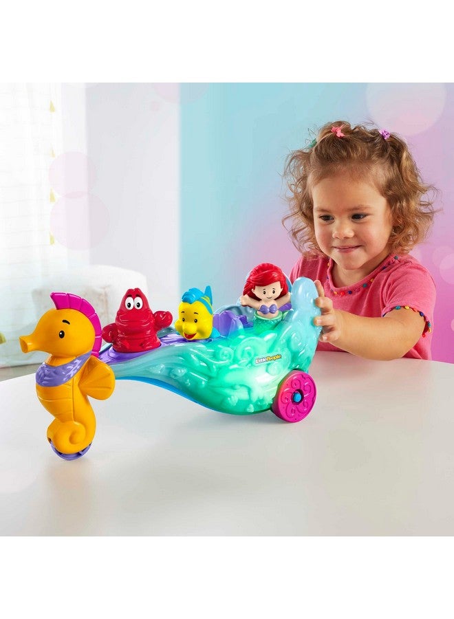 Disney Princess Toddler Toy Lightup Sea Carriage Musical Vehicle With Ariel & Flounder Figures For Ages 18+ Months