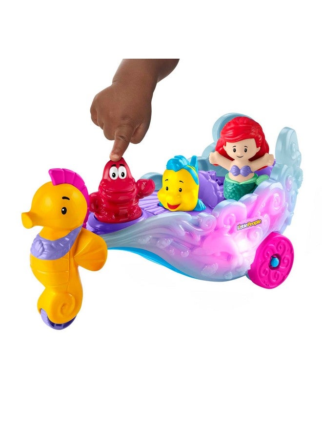 Disney Princess Toddler Toy Lightup Sea Carriage Musical Vehicle With Ariel & Flounder Figures For Ages 18+ Months