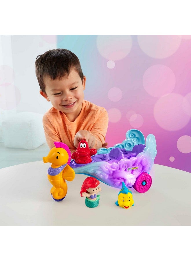 Disney Princess Toddler Toy Lightup Sea Carriage Musical Vehicle With Ariel & Flounder Figures For Ages 18+ Months