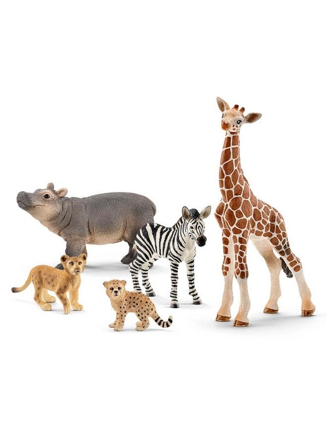 Wild Life Wild Animal Sets For Kids Baby Safari Animals 5Piece Set With Zebra Hippo Cheetah Giraffe And Lion Ages 3+