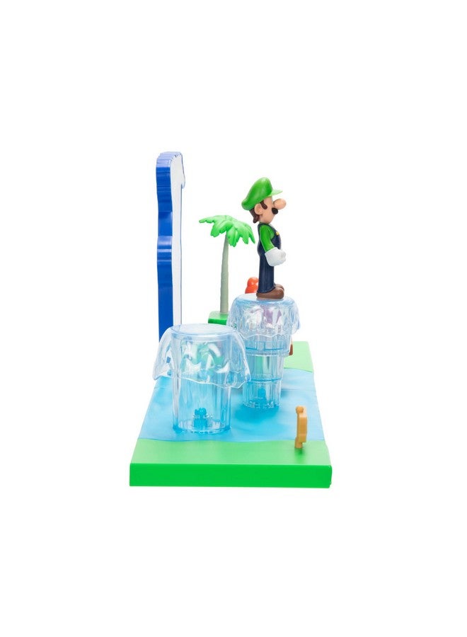 Sparkling Waters Action Figures Playset Includes 2.5 Inch Luigi & Red Huckit Crab With Interactive Pieces