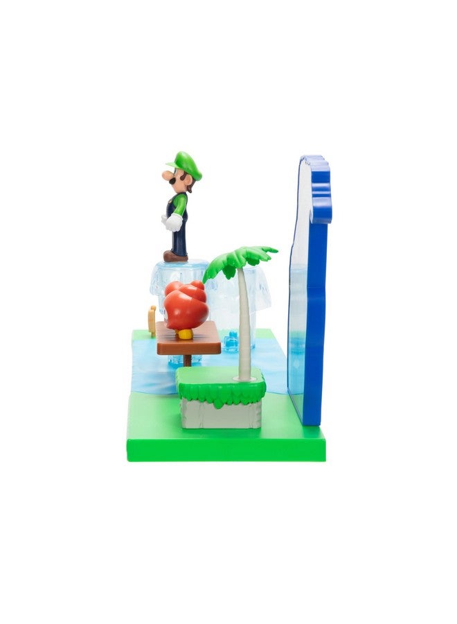 Sparkling Waters Action Figures Playset Includes 2.5 Inch Luigi & Red Huckit Crab With Interactive Pieces