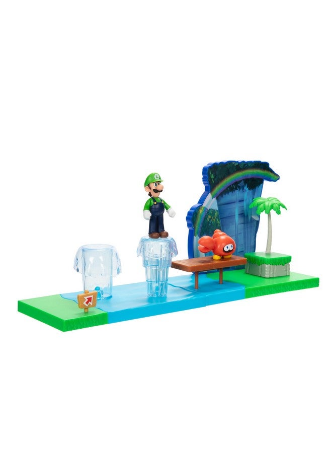 Sparkling Waters Action Figures Playset Includes 2.5 Inch Luigi & Red Huckit Crab With Interactive Pieces