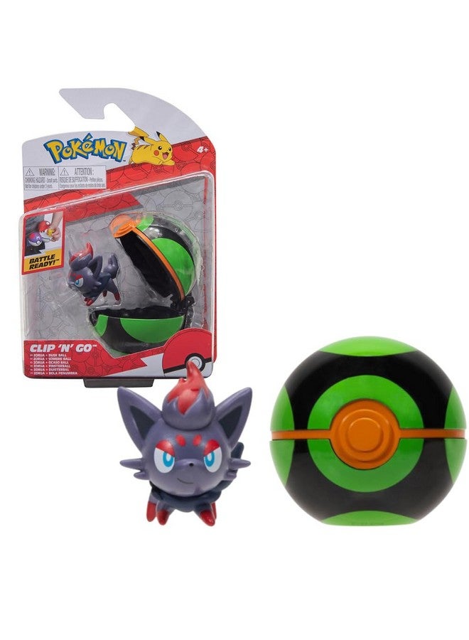 Pokeball Clip N’ Go & 2” Zorua Figure Officially Licensed Toy 2023 Attach To Your Clip N’ Go Belt Set Battle Figure