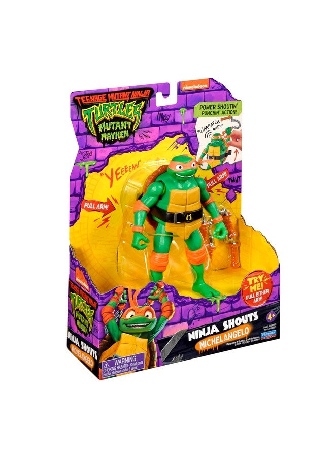 : Mutant Mayhem 5.5” Michelangelo Deluxe Ninja Shouts Figure By Playmates Toys