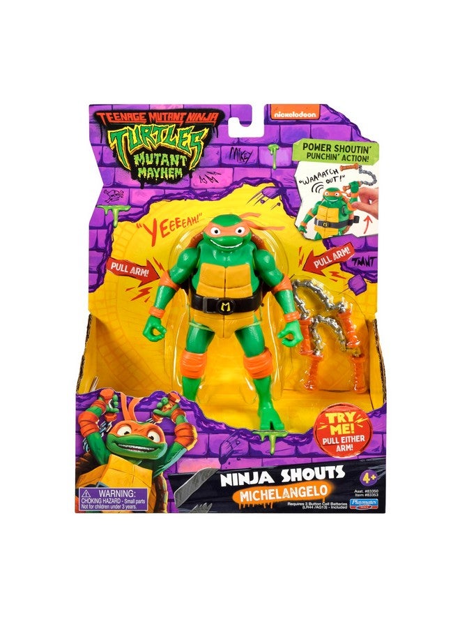 : Mutant Mayhem 5.5” Michelangelo Deluxe Ninja Shouts Figure By Playmates Toys