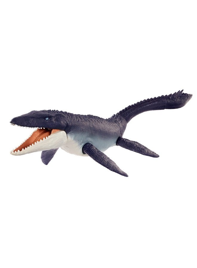 Jurassic World Dominion Ocean Protector Mosasaurus Dinosaur Action Figure From 1 Pound Of Recycled Plastic Movable Joints Toy Gift With Physical And Digital Play