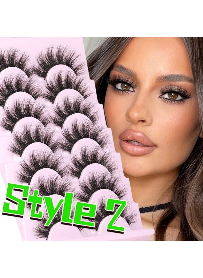 Mink Lashes Fluffy False Eyelashes Natural Look 14 17Mm Cat Eye Lashes Pack 5D Wispy Curly Fake Lashes By Tnfvloneins 21 Pairs 3 Styles