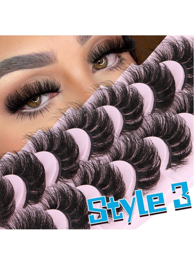 Mink Lashes Fluffy False Eyelashes Natural Look 14 17Mm Cat Eye Lashes Pack 5D Wispy Curly Fake Lashes By Tnfvloneins 21 Pairs 3 Styles