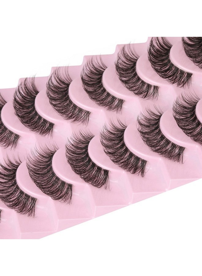 Clear Band Lashes Natural Look Wispy Mink Eyelashes Fluffy 16Mm Cat Eye Lashes Pack 5D 10 Pairs Fake Eyelashes By Tnfvloneins