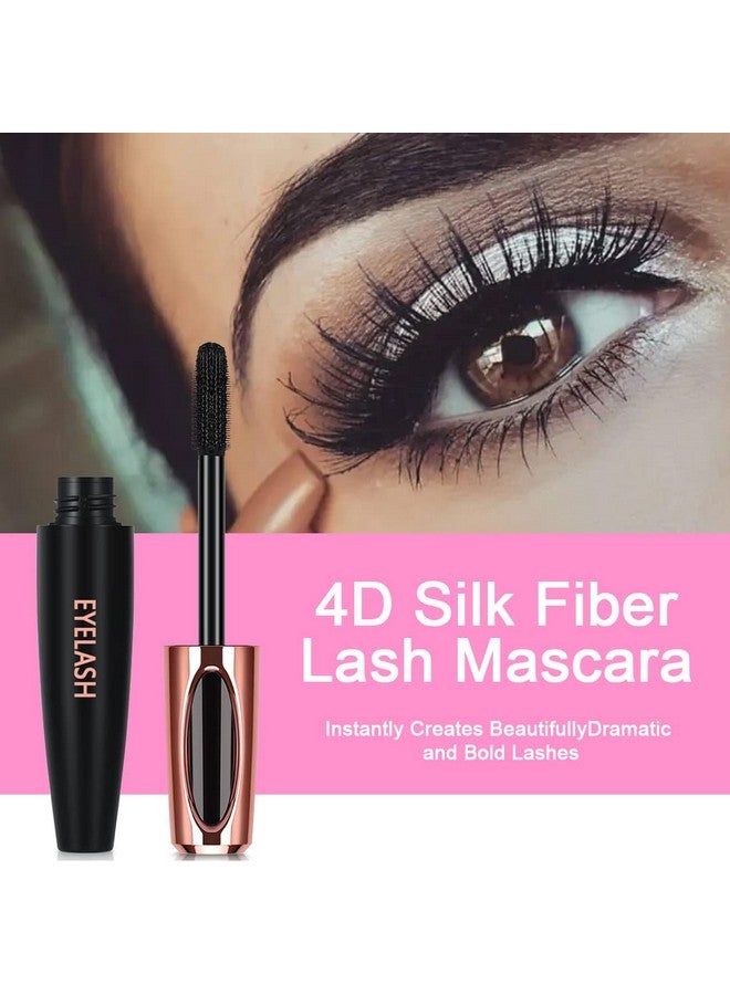 2 Pack 4D Silk Fiber Lash Mascara Long Lasting Eyelashes Lengthening And Thick Waterproof & Smudge Proof All Day Exquisitely Full
