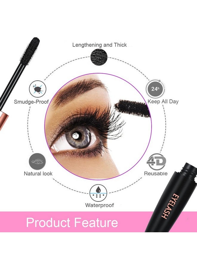 2 Pack 4D Silk Fiber Lash Mascara Long Lasting Eyelashes Lengthening And Thick Waterproof & Smudge Proof All Day Exquisitely Full