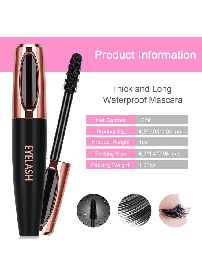 2 Pack 4D Silk Fiber Lash Mascara Long Lasting Eyelashes Lengthening And Thick Waterproof & Smudge Proof All Day Exquisitely Full