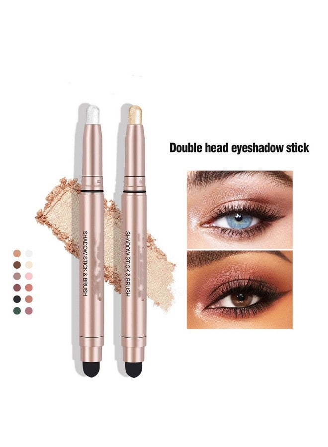 12 Pcs Shimmer Eyeshadow Stick Set Colorful Eye Makeup Eyeshadow Highlighter Pen Waterproof Glitter Cream Eye Shadow Stick Makeup.