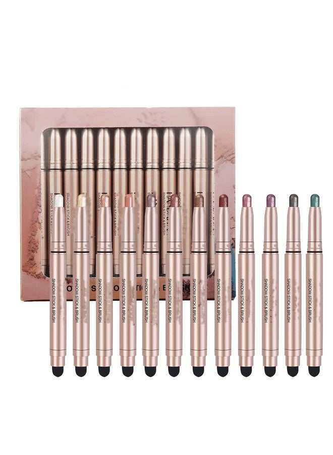 12 Pcs Shimmer Eyeshadow Stick Set Colorful Eye Makeup Eyeshadow Highlighter Pen Waterproof Glitter Cream Eye Shadow Stick Makeup.