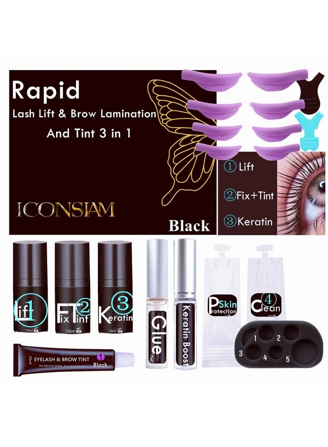 Lash Lift Brow Lamination 2 In 1, Rapid Eyelash And Eyebrow Lifting Kit, Diy Perming Lashes At Home Or Salon Usage Be Eye Voluminous For 6 Weeks About 10 Applications (Black Lash Lift&Brow Lamination)