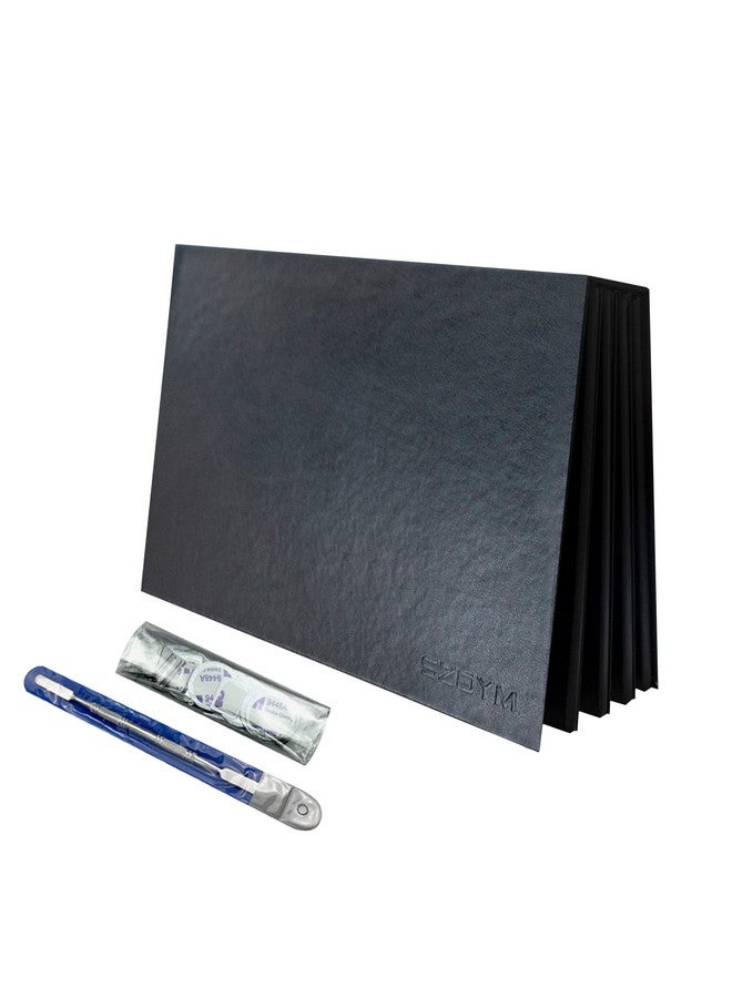 4 Layers Empty Magnetic Book Shaped Palette （Black Pu Leather Surface）With Depotting Spatula And 100 Piece Metal Stickers