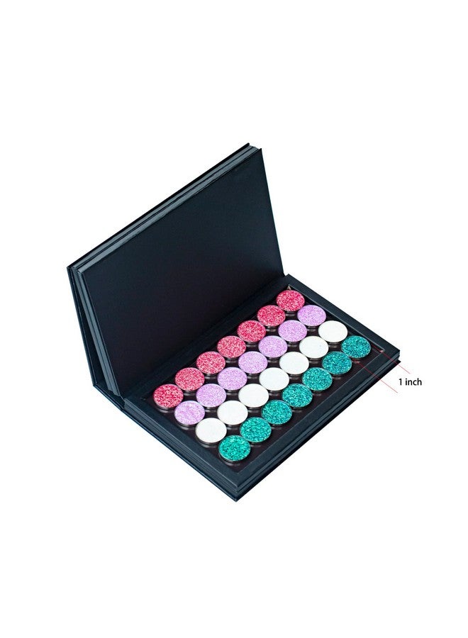 4 Layers Empty Magnetic Book Shaped Palette （Black Pu Leather Surface）With Depotting Spatula And 100 Piece Metal Stickers