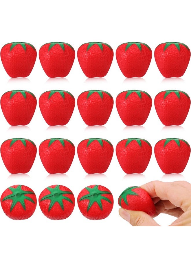 20 Pcs Strawberry Stress Toy Fruit Miniature Stress Balls Novelty Toys Cute Slow Rising Squishy Fidget Sensory Toy Red Stress Relief Toys Kawaii Early Education Toy For Kids Adults Home School